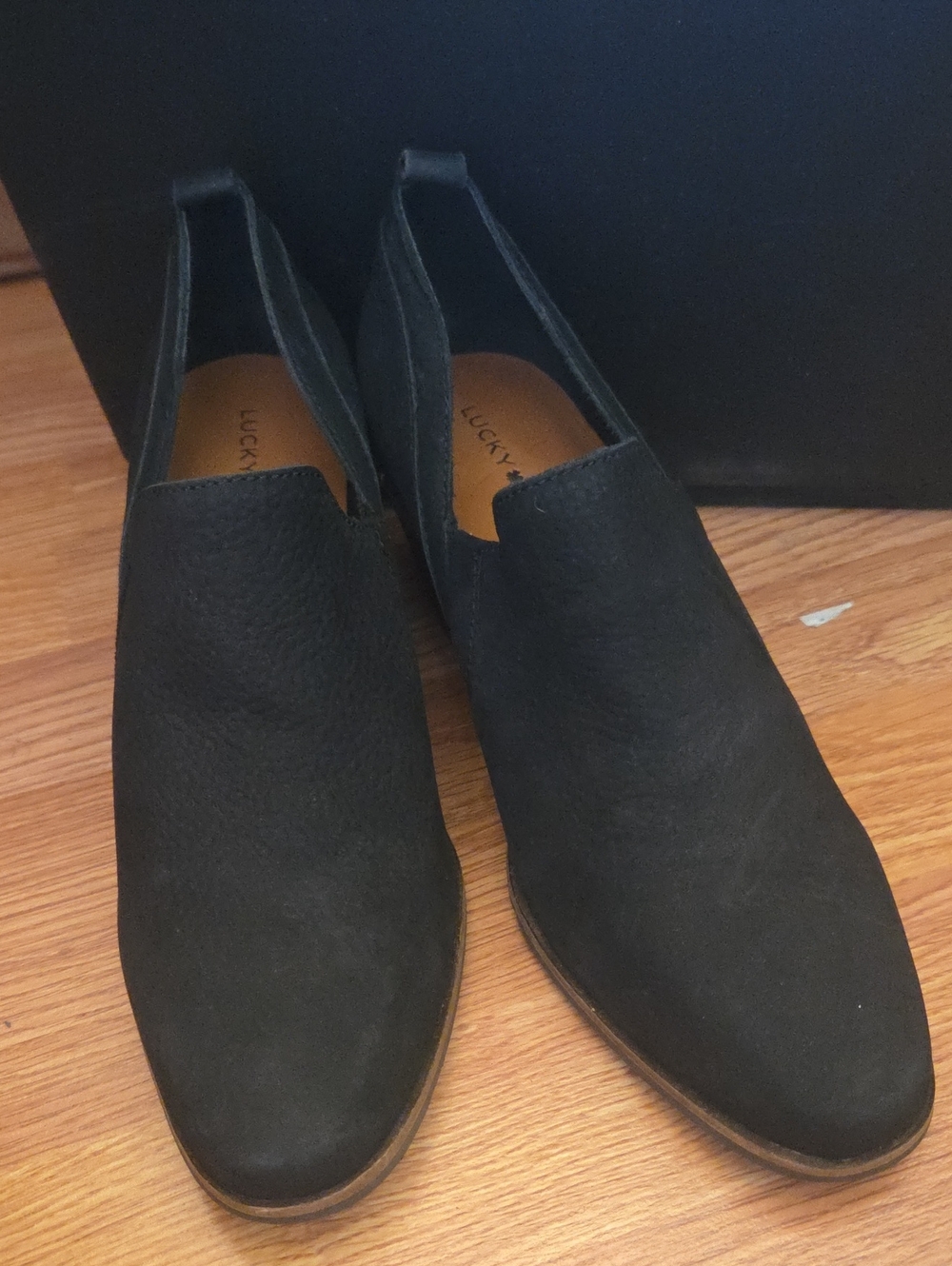 Lucky Brand Black Ankle Bootie Sz 10 Vennia Classic City Western Low Boot